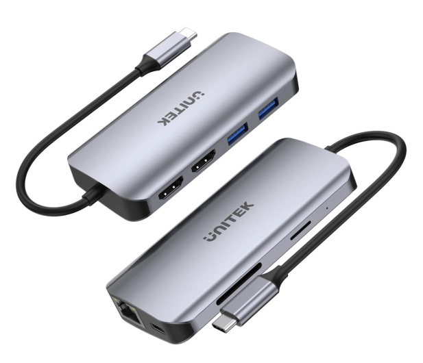 Unitek Hub USB-C 5Gbps, 2x HDMI 4K,czytnik SD, RJ-45, PD 100W - 1272536 - zdjęcie 5